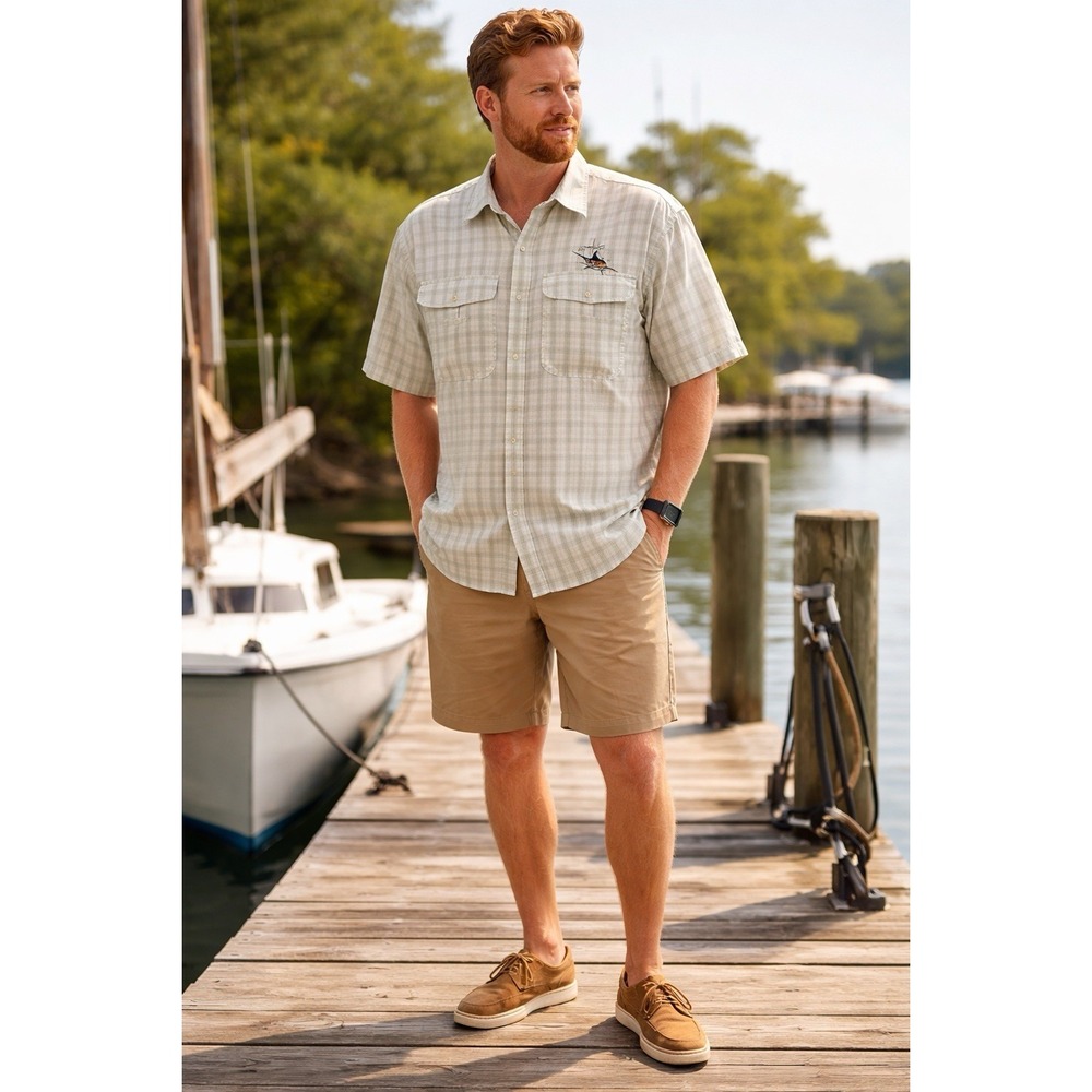 Guy Harvey Men's AFTCO Shirt 2XL‎  Embroidered Short Sleeve Vented Fishing